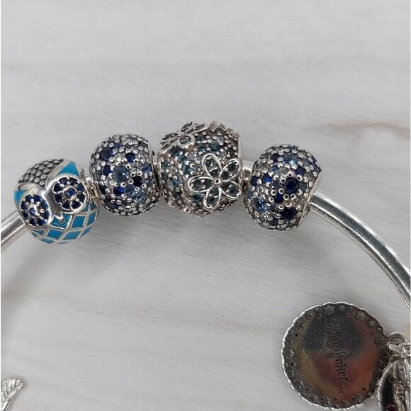 925 Sterling Silver Blue Garden Charm - Picture 8 of 11